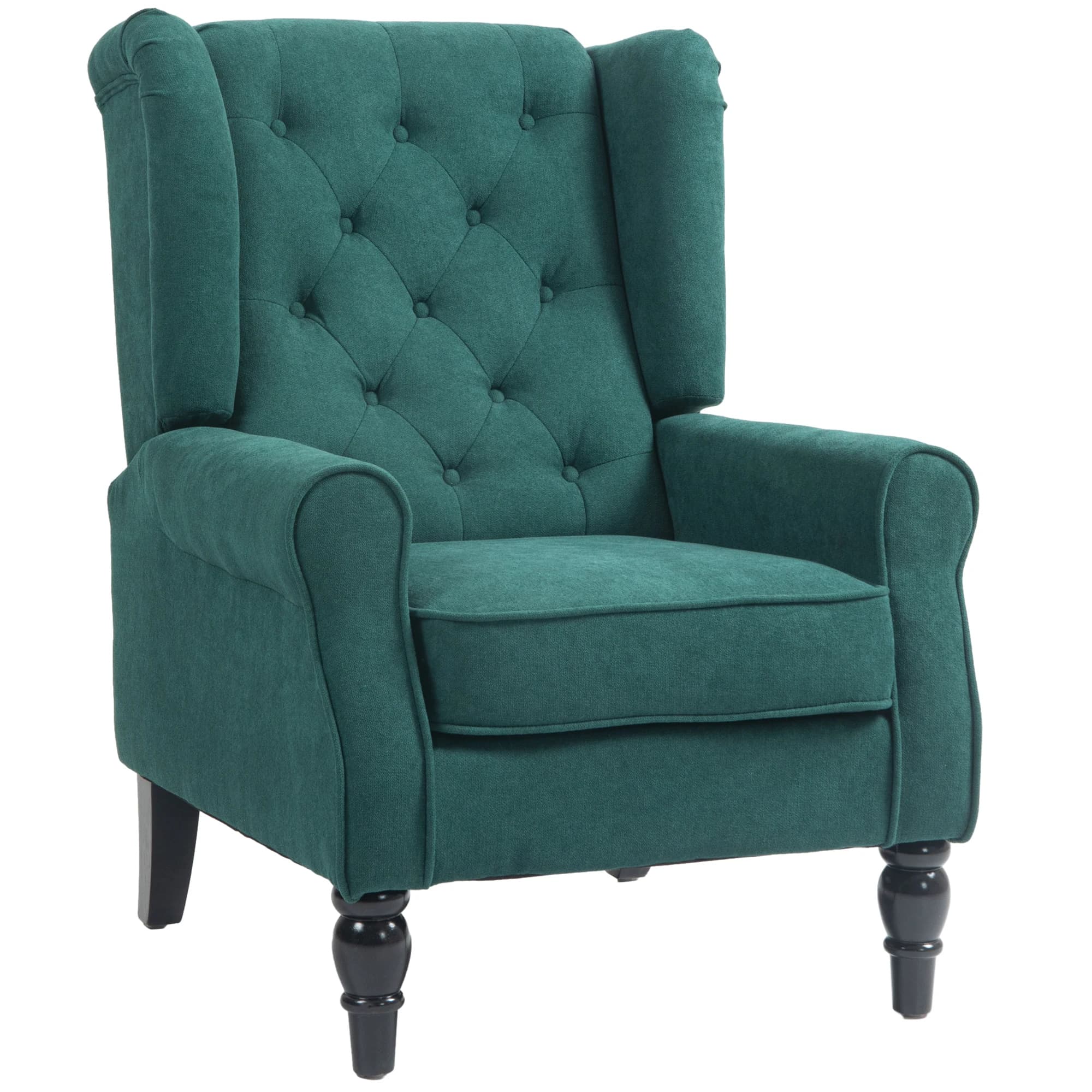 Sillón HOMCOM para Salón con Asiento Ancho, Portavasos, Estilo Clásico, Gran Comodidad, 74x86x cm, Verde