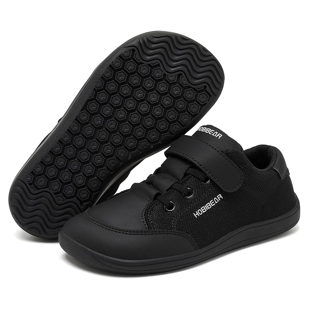 HOBIBEAR, zapatos descalzos con punta ancha para niños, zapatillas minimalistas para niños y niñas, zapatos ligeros de cuero Artificial con gancho