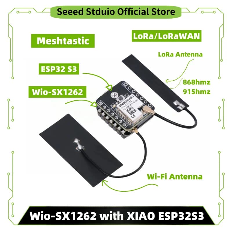 Módulo Lora esp32 s3 Lora Meshtastic SX1262 868mhz 915mhz antena XIAO ESP32S3 para kit de inicio Meshtastic LoRa, LoRaWAN, WiFi, BLE
