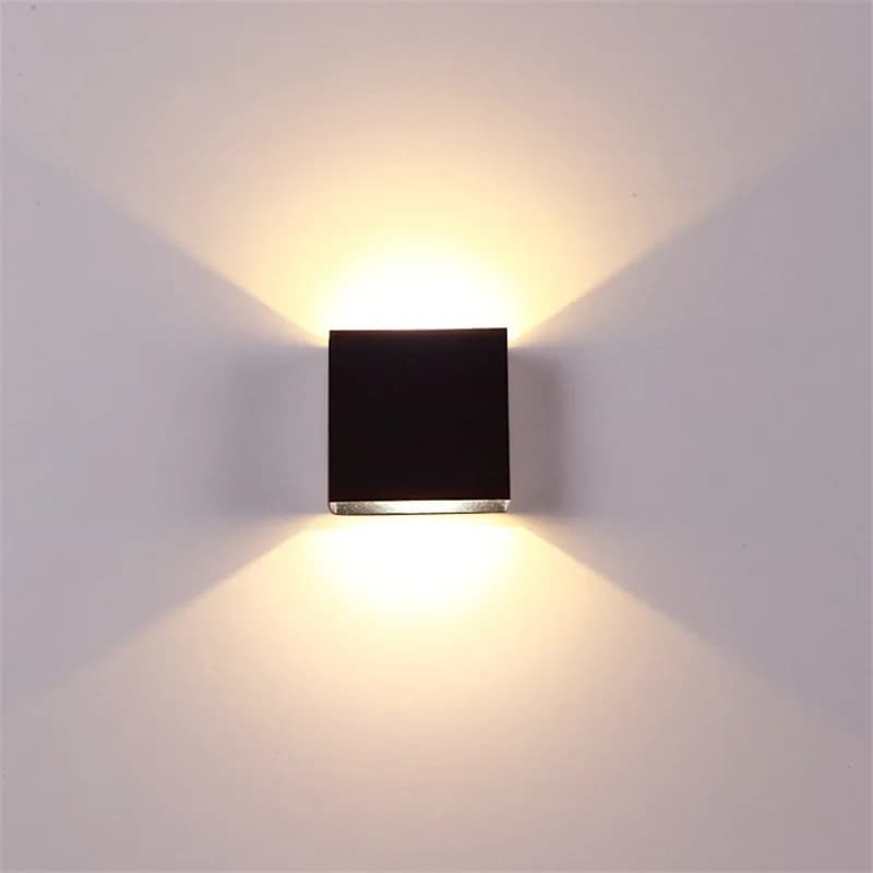 Luz de pared para exteriores de 12W, impermeable, IP65, LED, porche, dormitorio, sala de estar, aluminio, negro, blanco, decoraciones para balcón