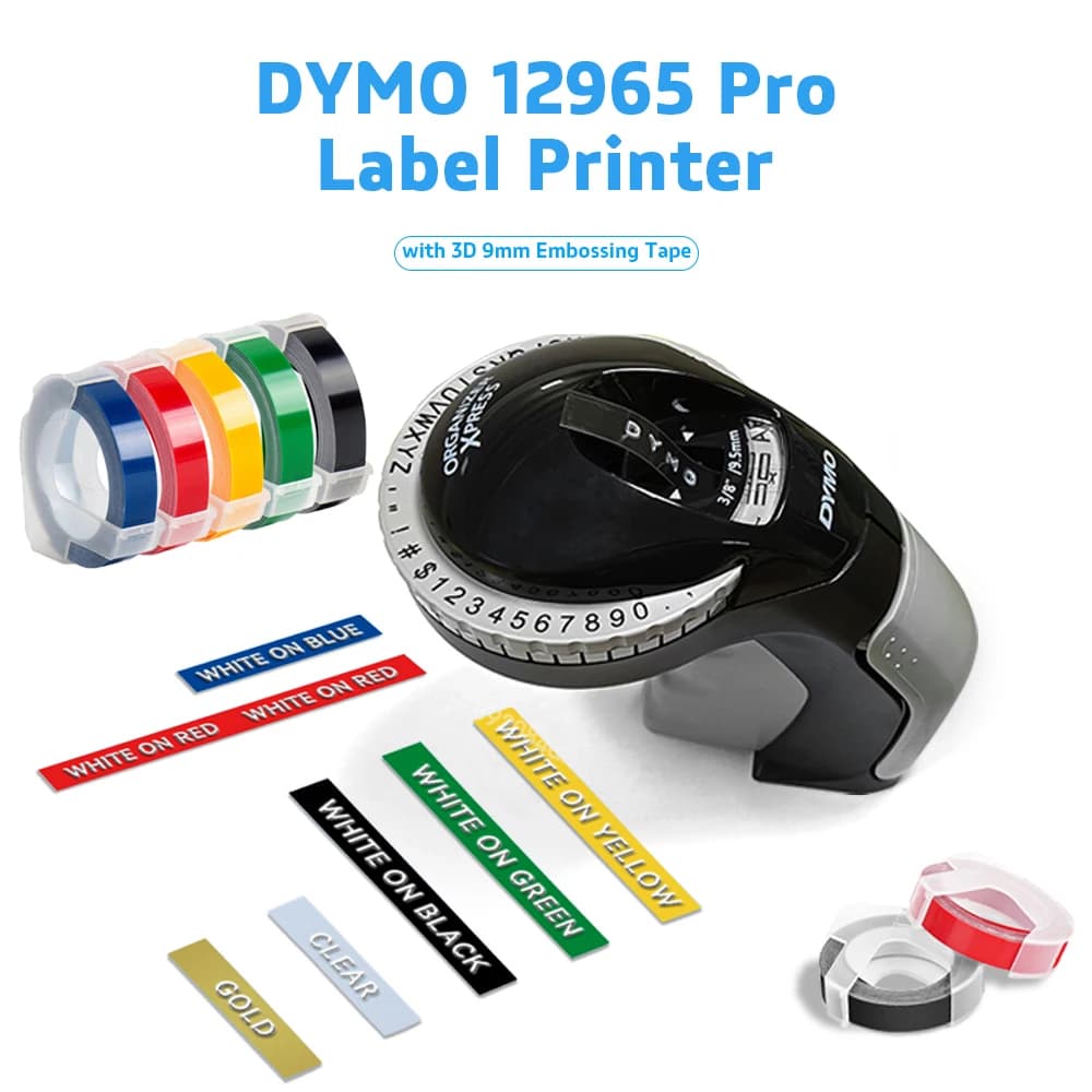 Juego de etiquetadoras DYMO 12965, 1, 12965 DYMO, 2, juego de etiquetadoras DYMO 12965, 3 impresoras manuales de etiquetas (con 5 tiras de cinta)