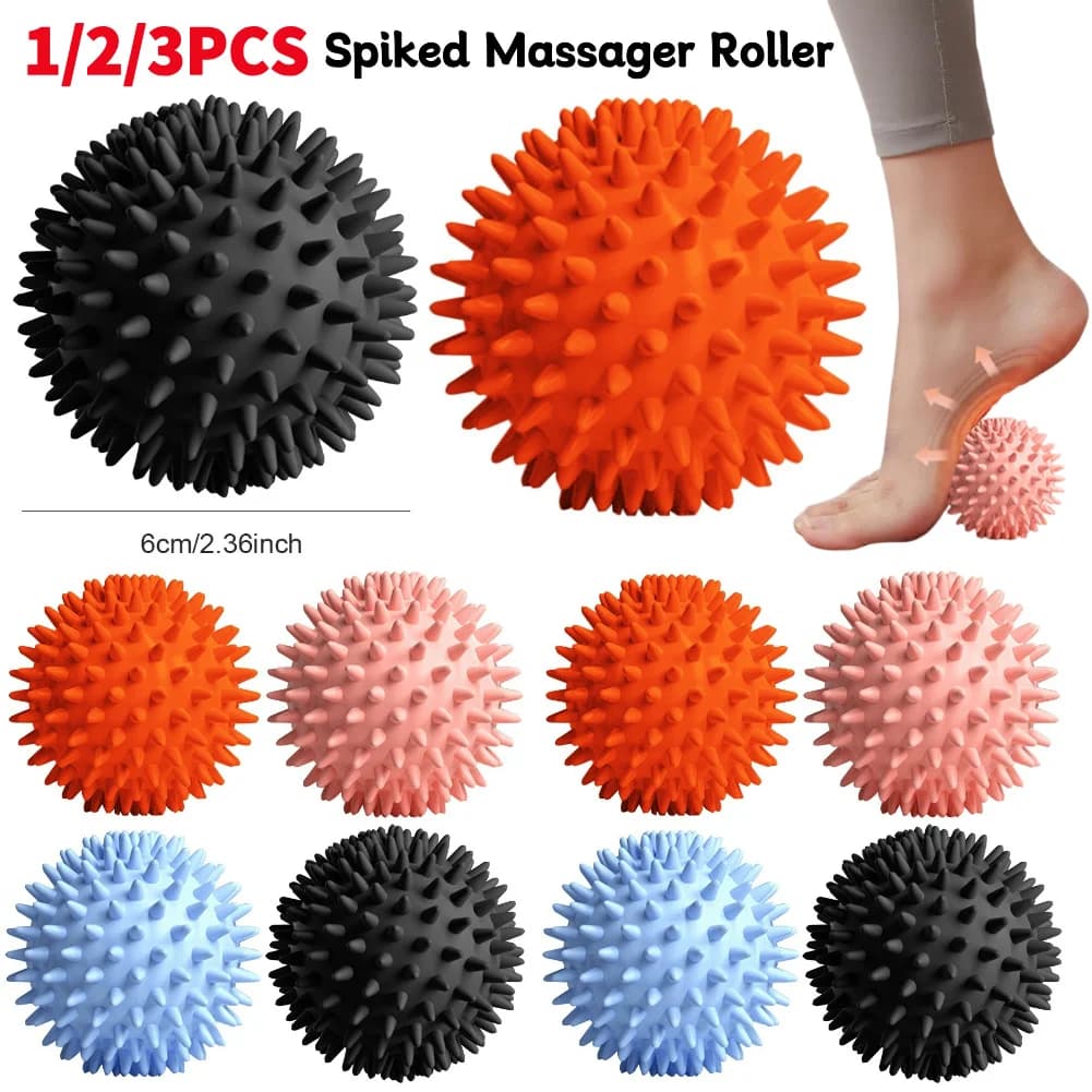 Bola de masaje con punta, rodillo masajeador con pinchos, bola masajeadora de punto de disparo de alta densidad, rodillo de tejido profundo de 6cm