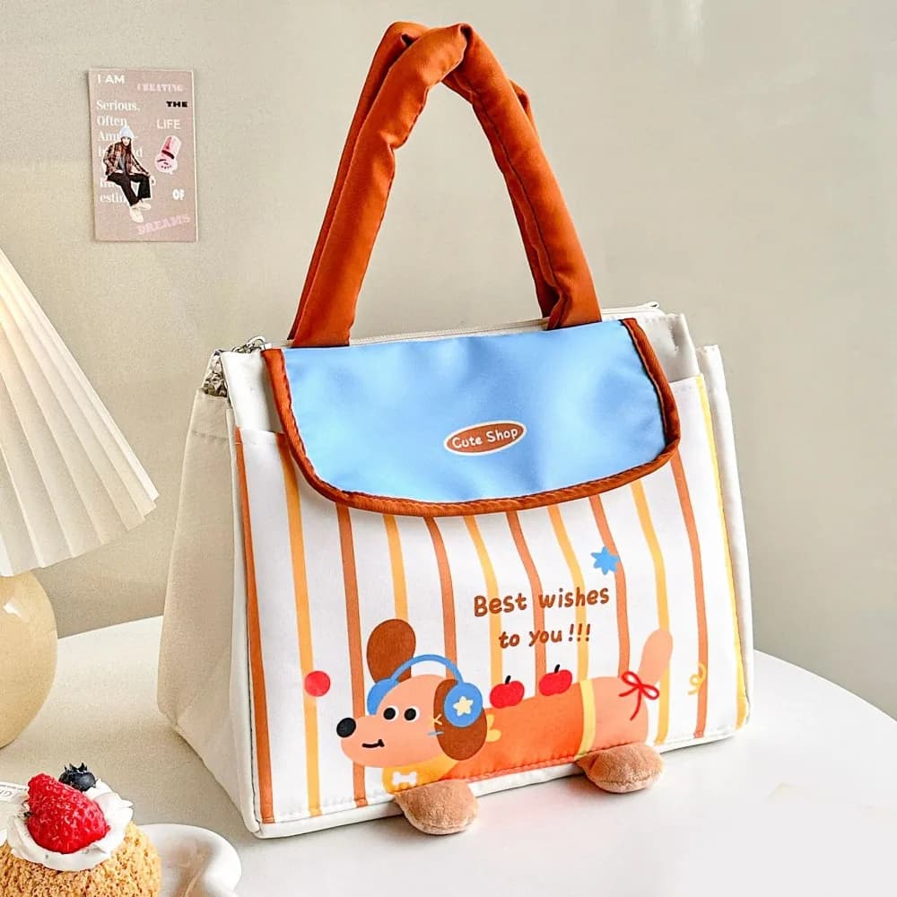 Bolsa de almuerzo con diseño de Dachshund, aislada y portátil, de gran capacidad, para alimentos pequeños, tipo tote, para exteriores