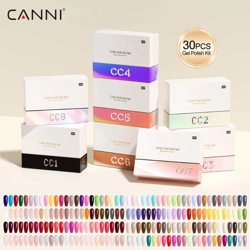 Kit de Esmalte de Uñas en Gel CANNI CC8 HEMA FREE de 9 ml, Manicura de Uñas con Cobertura Total, Color Sólido, Uñas de Verano, Esmalte de Uñas en