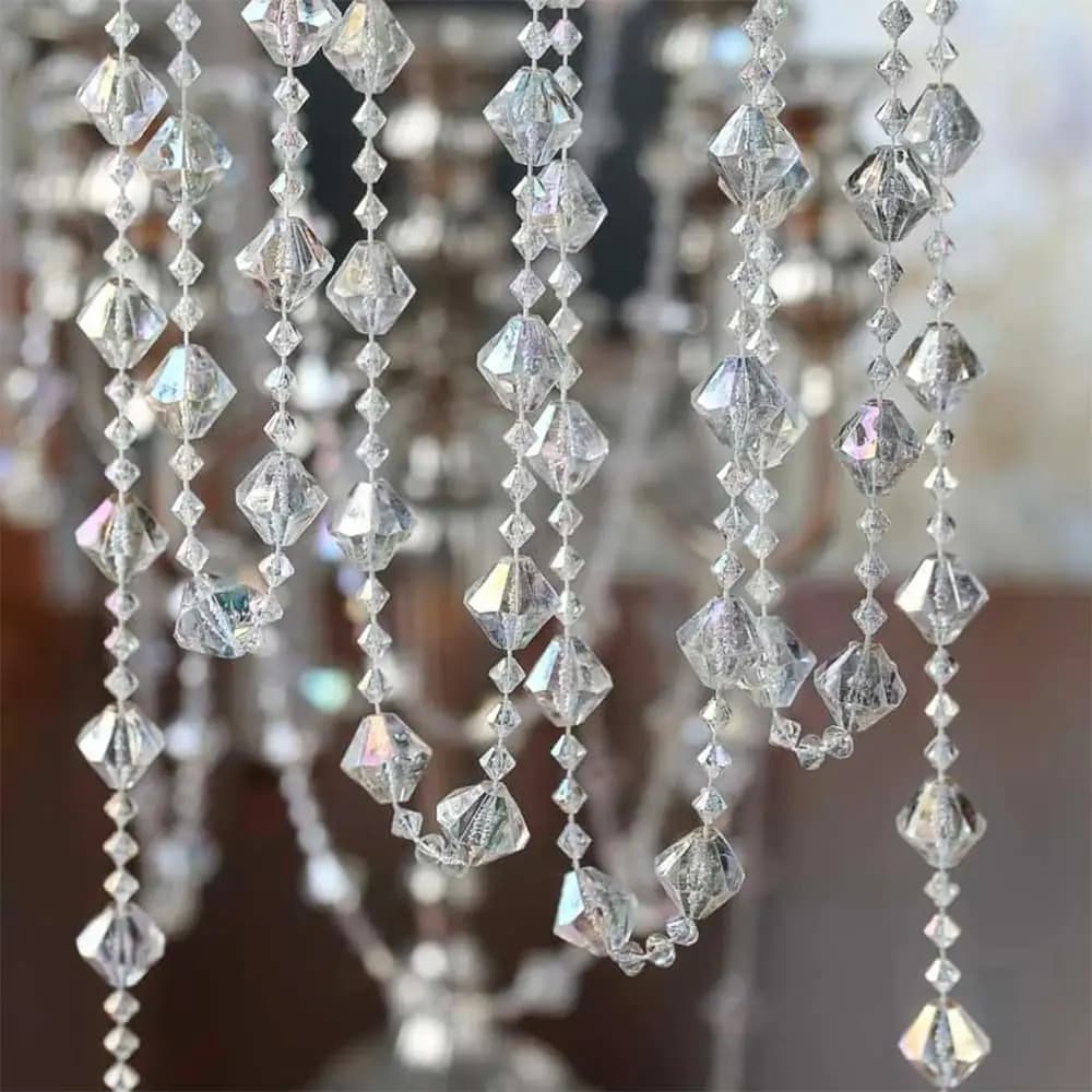 Cadena de Cuentas Decorativas para Festivales 2026, Cuentas Redondas Transparentes de Colores en Forma de Escama de Diamante para Bodas, San