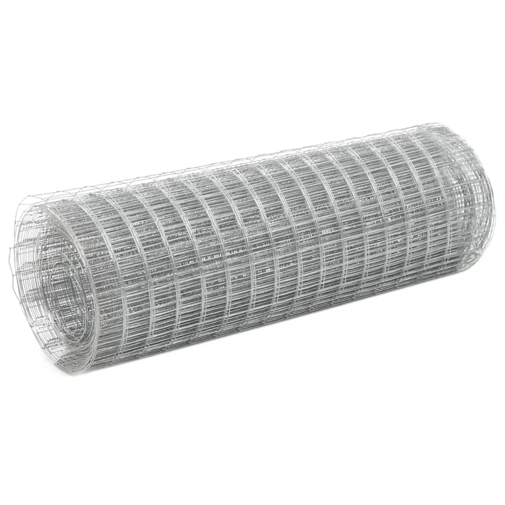 Valla de alambre de acero galvanizado para pollos, jaula soldada plateada de 25x0,5 m, soportes de rollo de malla de alambre, red para aves de corral