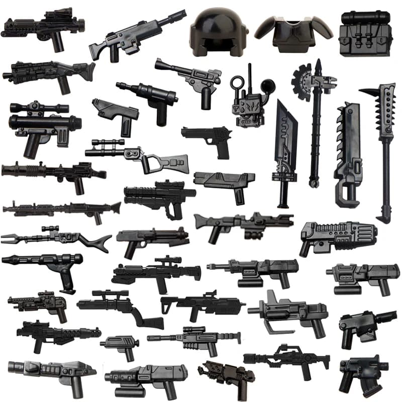 Bloques de construcción de armas de galaxia de guerras militares, figuras de soldado de acción de película, piezas de pistola, bolsa de hacha, Kit