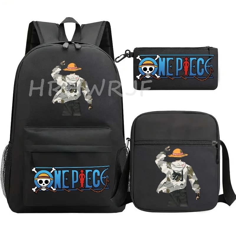 Mochila Anime ONE PIECE Monkey D. Luffy, Capacidad Grande, Casual, Escolar, 3 Piezas, Ligera, para Mujeres y Hombres, Viajes, Mochilas Casuales