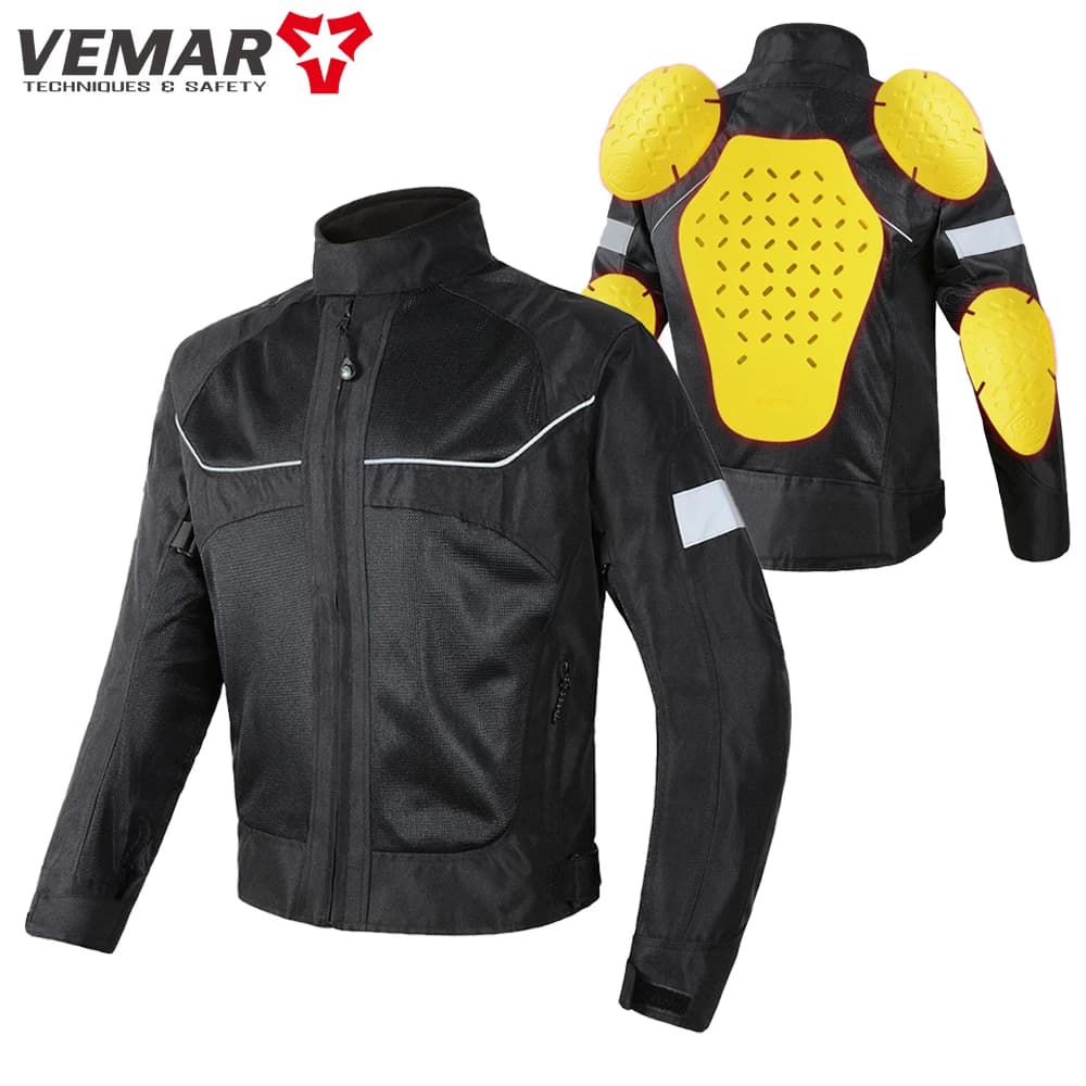 Chaqueta de moto transpirable de verano para hombre y mujer, abrigo reflectante para montar en moto con 5 almohadillas protectoras, M-5XL