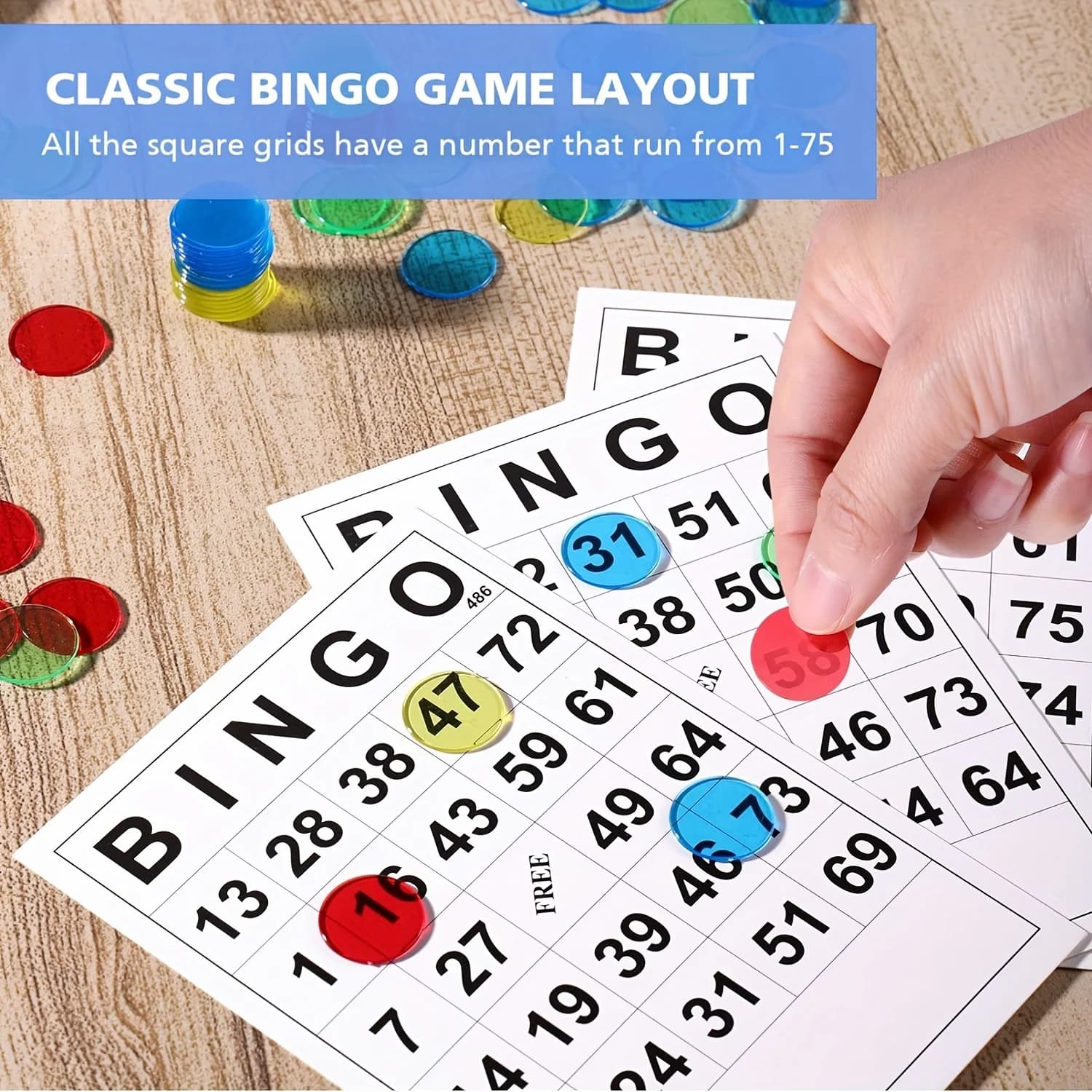 60 tarjetas de juego de papel para bingo, tarjetas de papel desechables incluidas, suministros esenciales para noches de juegos, fiestas y