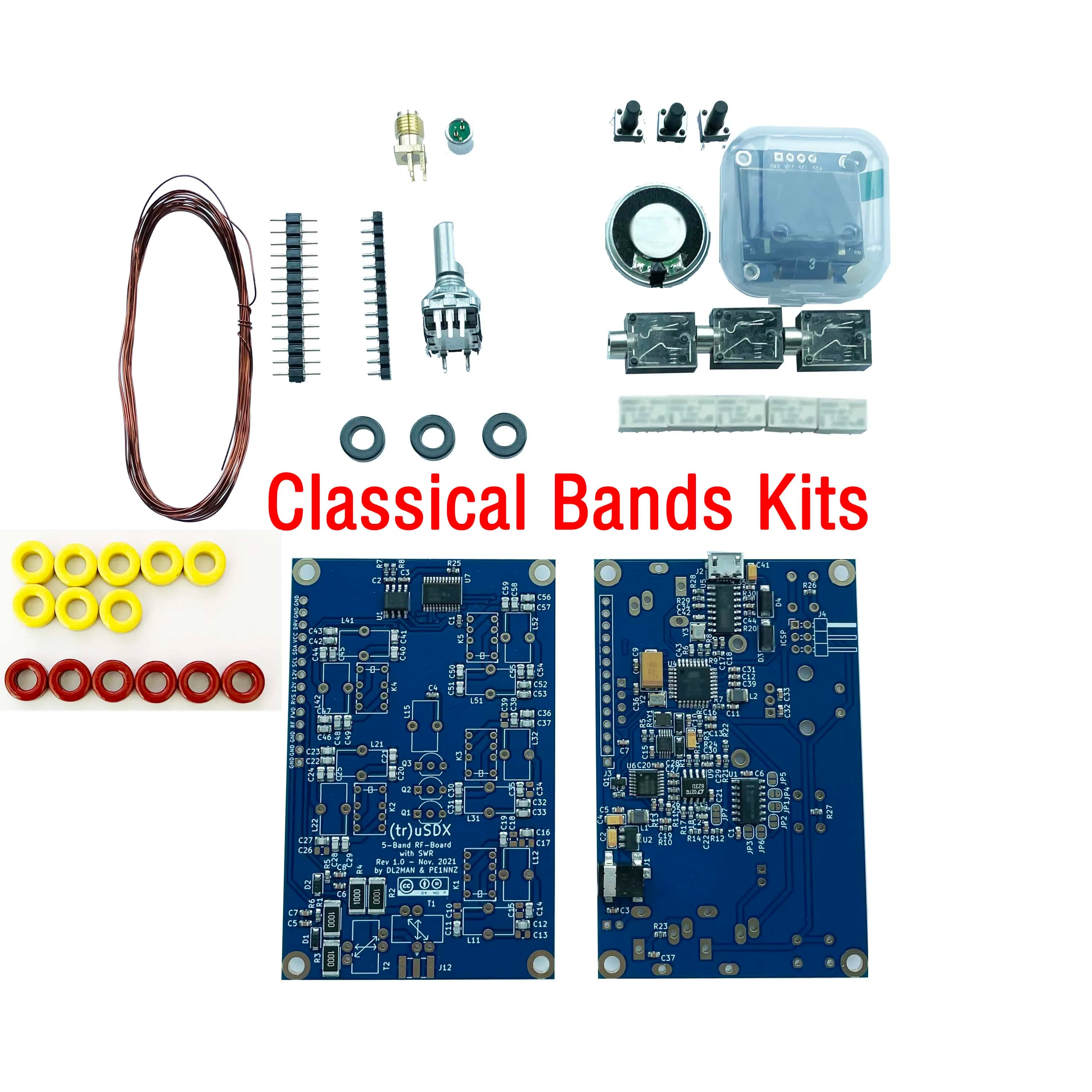 (tr)uSDX usdx transceptor kits de banda alta y banda clásica de PE1NNZ y DL2MAN Eficiencias en la región del 70-75%