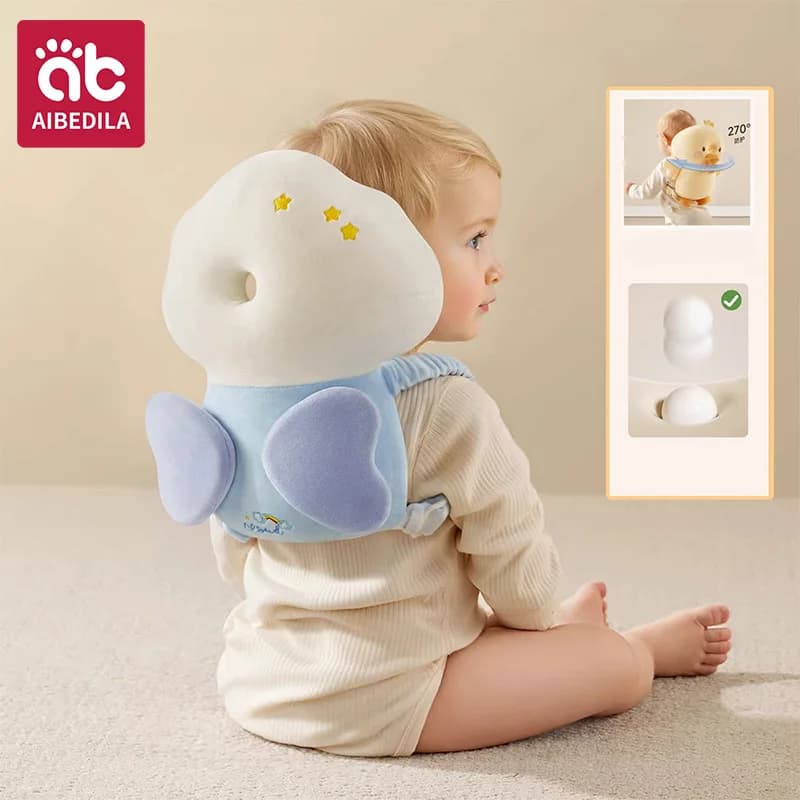 AIBEDILA Almohada Protectora de Cabeza y Espalda para Bebés, con Diseño de Animalitos, Anti-Caídas de 3 Lados, para Gatear y Caminar, para Niños