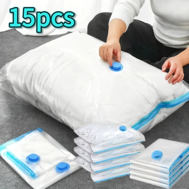 Bolsa de compresión al vacío gruesa, colcha transparente, bolsa de almacenamiento al vacío, bolsa de almacenamiento y clasificación de ropa para