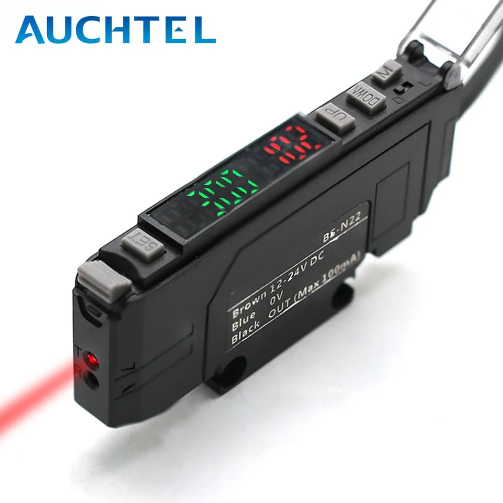 BS-N22 NPN PNP amplificador de fibra óptica Sensor interruptor fotoeléctrico óptico transparente NO NC ajustable alta sensibilidad