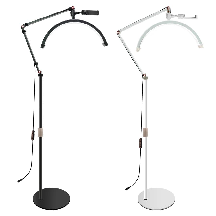 Lámpara LED de 16 pulgadas con temperatura de luz de pestañas de media luna, 3000K-6000K, lámpara de anillo LED de suelo para belleza, cuidado de
