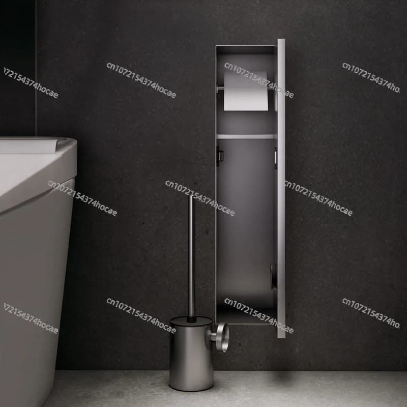 Estante de pared empotrado de acero inoxidable 304 con nicho, soporte para escobilla de inodoro y caja de pañuelos, accesorio de almacenamiento para