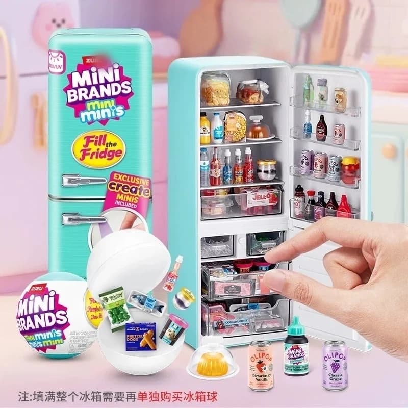 Set de Mini Refrigerador Original de la Serie Mini Brands Ball, Caja Sorpresa para Juego de Roles, Tendencias para el Hogar, Juguete en Miniatura,