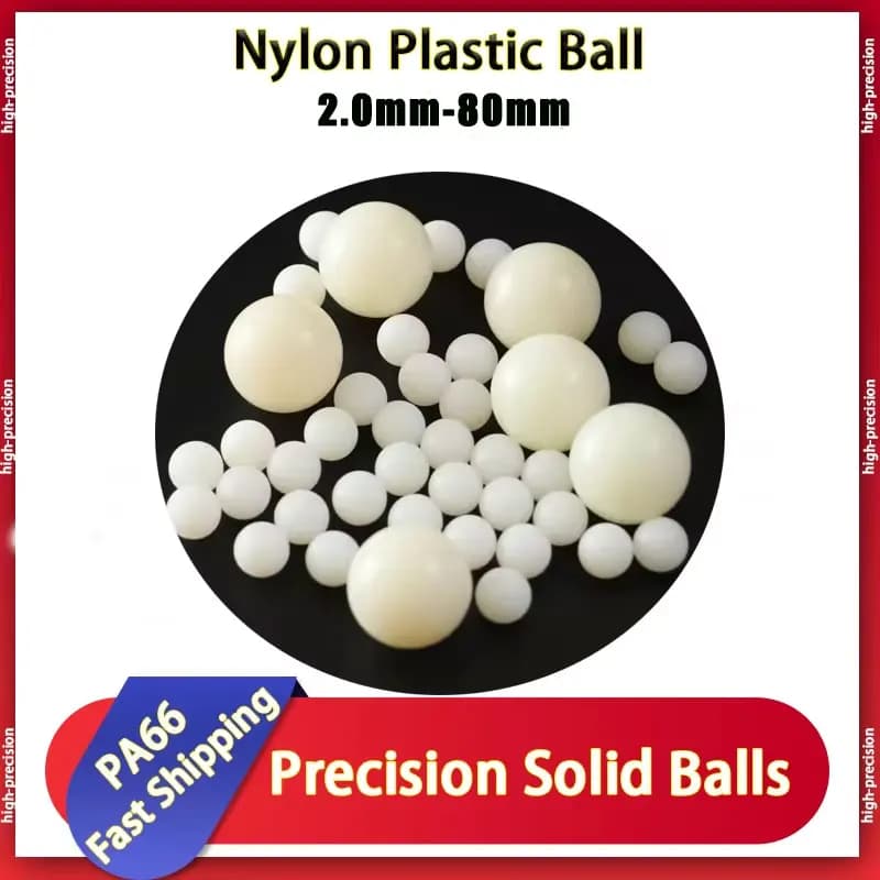 Bolas de Plástico de Nylon PA66 2.0/3/3.175/4/4.763/5/5.556/6/6.35/7/8/9/9.525/10/10.5//11.1125/12/12.7/14~80mm, Bolas Sólidas de Precisión