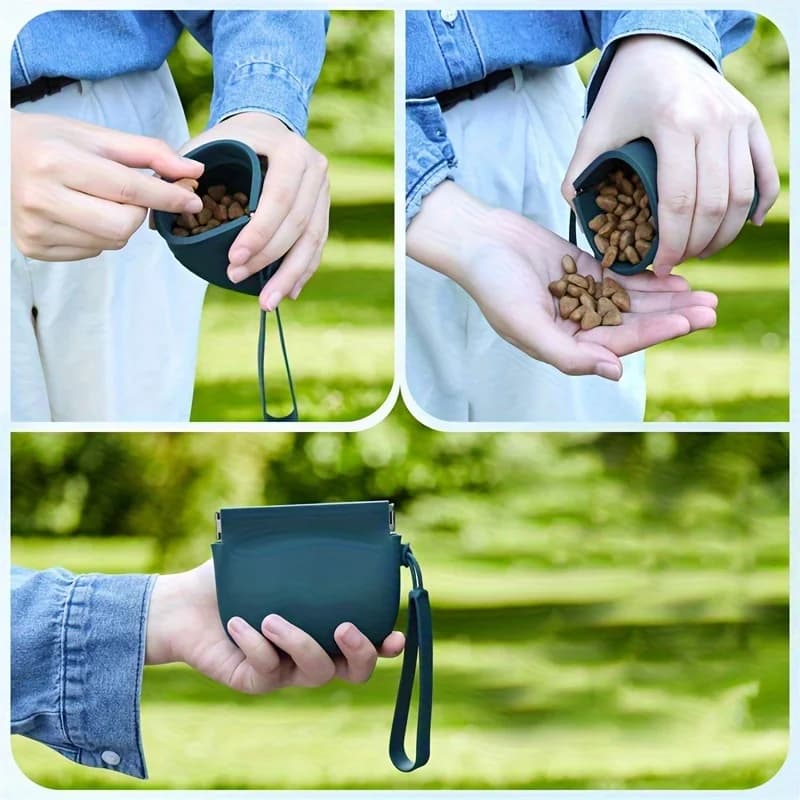 Bolsa de Silicona Portátil para Premios de Perro, Bolsa para Almacenar Comida y Snacks para Entrenamiento de Perros, Ideal para Paseos