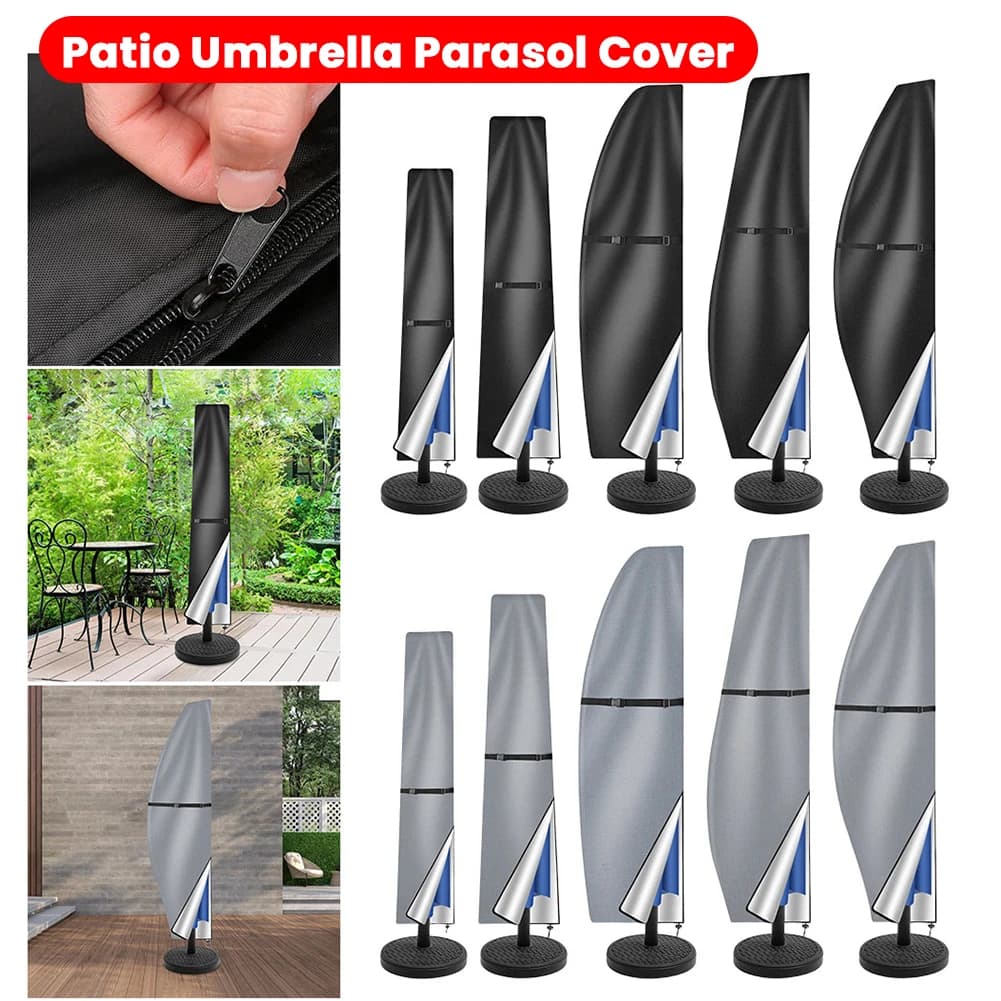 Cubierta de sombrilla para Patio con cremallera, cubierta protectora Anti-UV para exteriores, cubierta de lluvia para sombrilla voladiza para paraguas