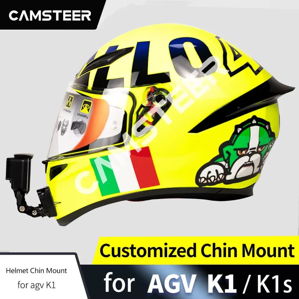 Para casco AGV K1 K1s soporte de barbilla de aluminio personalizado para GoPro Hero 12 11 10 9 Insta360 X4 X3 Ace pro DJI Action 5Pro 4 3 cámara