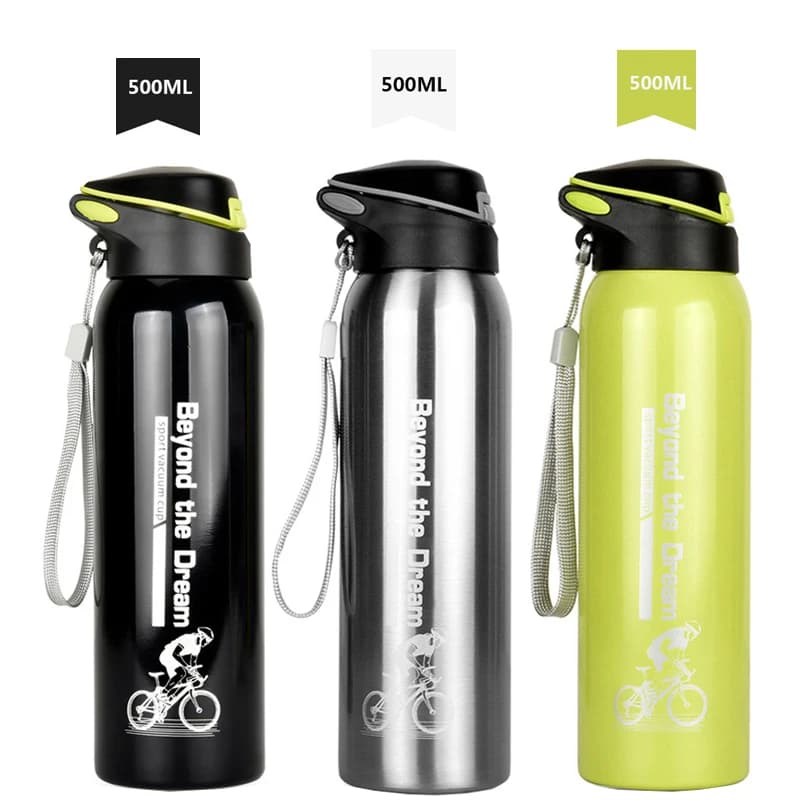 Botella de agua para bicicleta deportiva al aire libre, taza de agua de acero inoxidable al vacío para ciclismo, taza térmica para bebidas, equipo