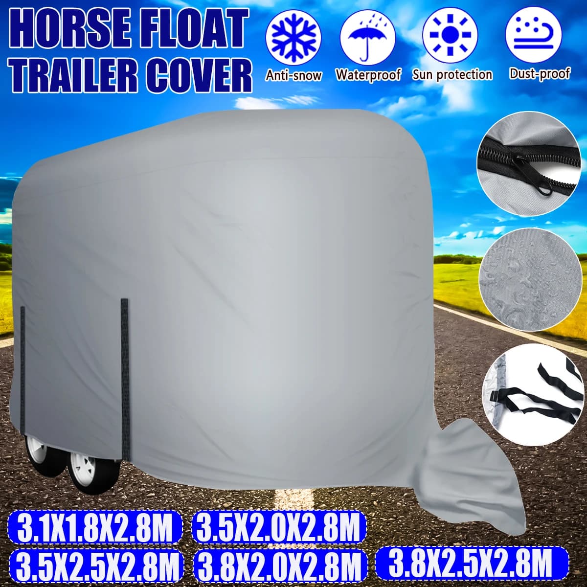 Cubierta de remolque flotante de caballo 210D y cubierta de enganche de remolque protección solar impermeable resistente a los rayos UV