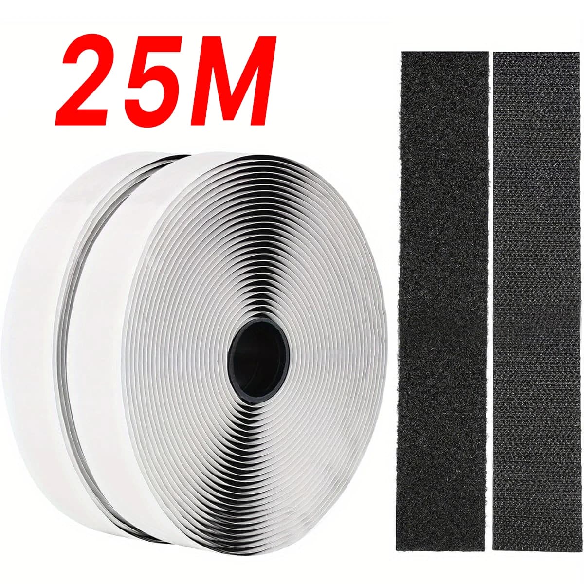Cinta Adhesiva de Velcro Autoadhesiva de 1-25M para Bricolaje en el Hogar, Cinta Mágica de Doble Cara con Pegamento Fuerte, Tiras de Sujeción para