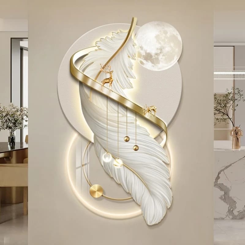 Luz LED para Mural de entrada, pluma para pasillo, sala de estar, pasillo, cocina, pinturas colgantes modernas, decoración del hogar, lámpara de