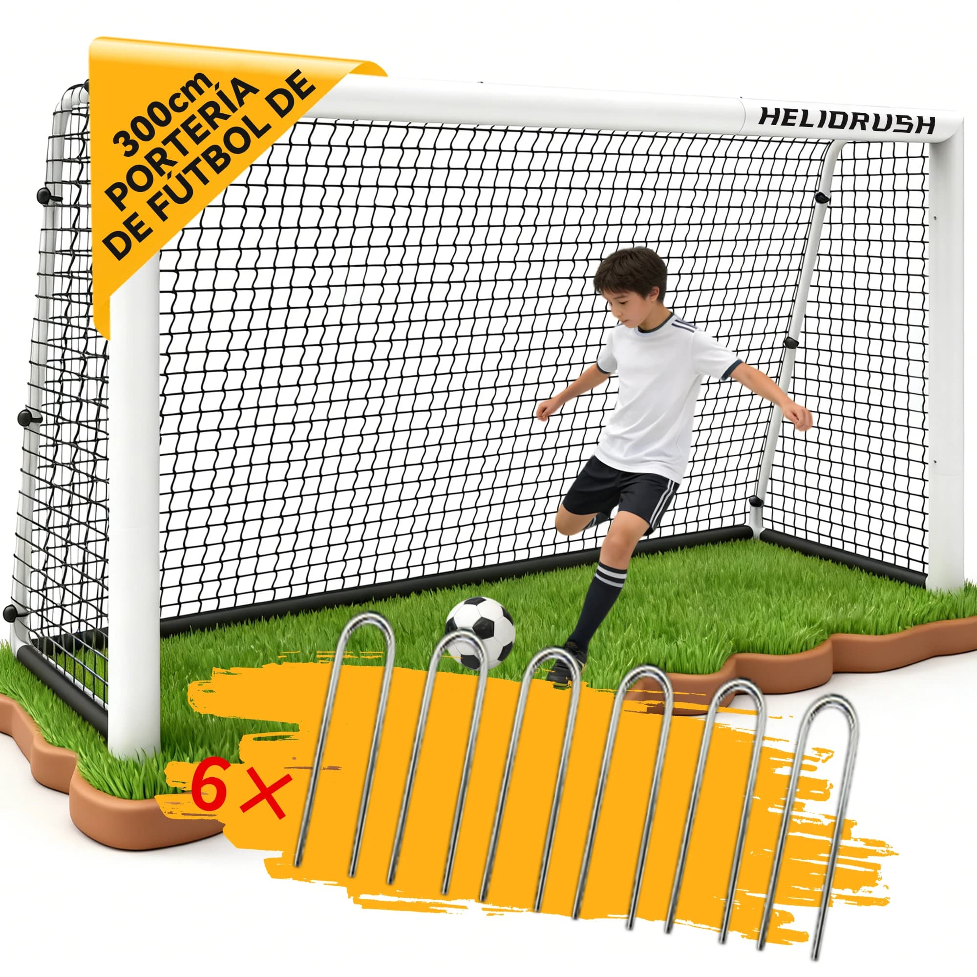 Porterías de fútbol para niños de jardín: 180/240/300 cm, de aluminio inoxidable, para exterior, con malla resistente a los desgarros de 1000D,