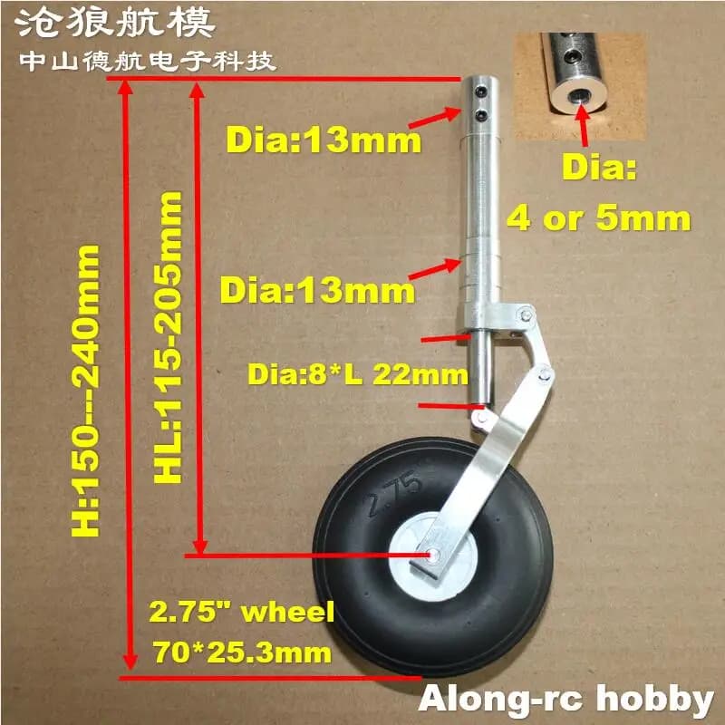 Trípode de choque helicoidal para tren de aterrizaje, amortiguación reforzada, D4 o D5, 115mm a 205mm, para bricolaje, 5-10kg, aviones RC, piezas de