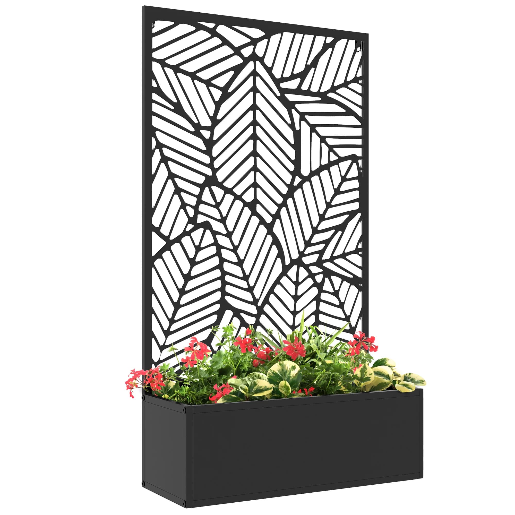 Macetero Outsunny con ventana de rejilla para plantas en crecimiento, macetero de metal con base.