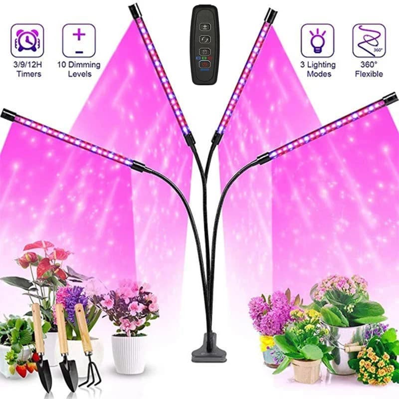 Luz LED USB para cultivo de plantas, jardín interior, 10 niveles regulables, luz de cultivo, temporizador de espectro completo, ajuste de invernadero