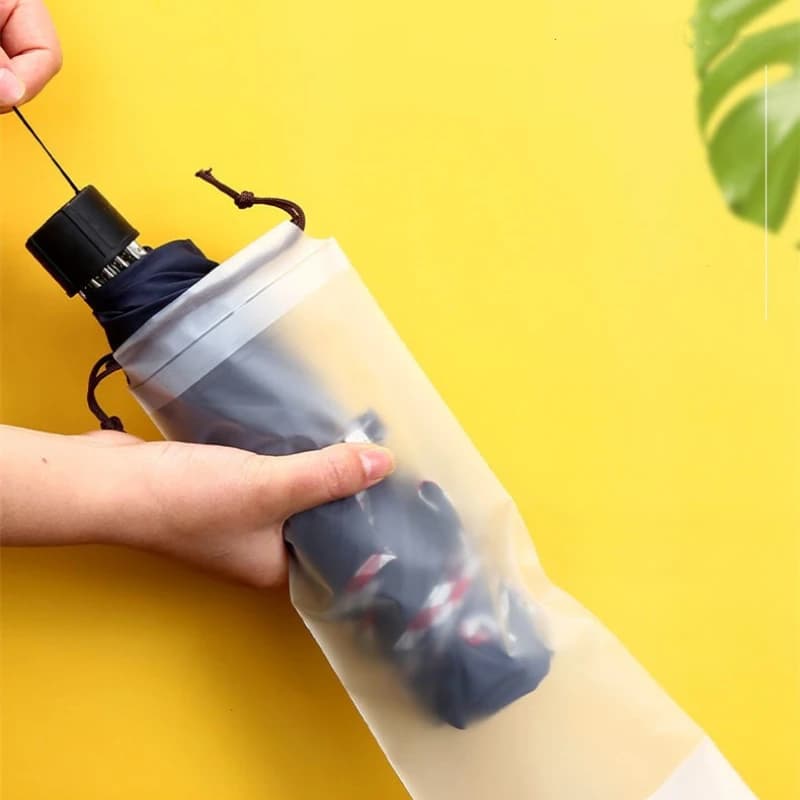 Bolsa de almacenamiento para paraguas, cubierta de plástico translúcido impermeable y antisuciedad, bolsas portátiles reutilizables con cordón,