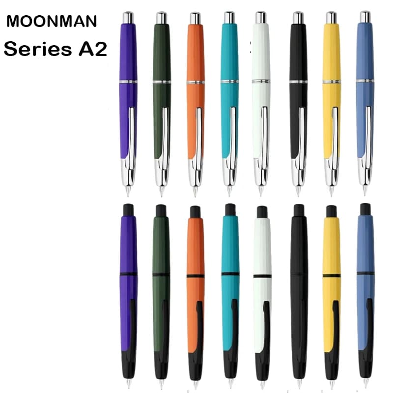 MOONMAN A2 pluma estilográfica de prensa EF 0,4mm puntas bolígrafos de tinta para escribir con convertidor bolígrafos de regalo Shcool suministros