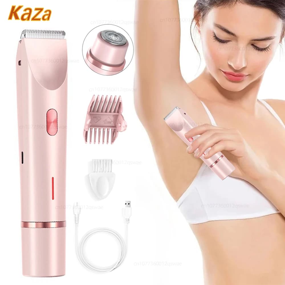 Afeitadora eléctrica para mujer, doble cabezal, doble uso, depiladora corporal, pierna, axila, Bikini, removedor de pelo eléctrico