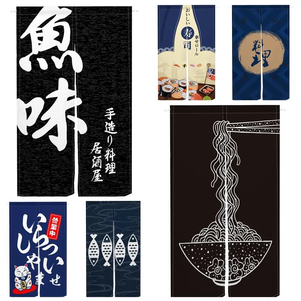 Cortina de puerta japonesa Sushi Ramen Yakitori, cortina divisoria de entrada japonesa Izakaya, media cortina decorativa para pasillo de cocina