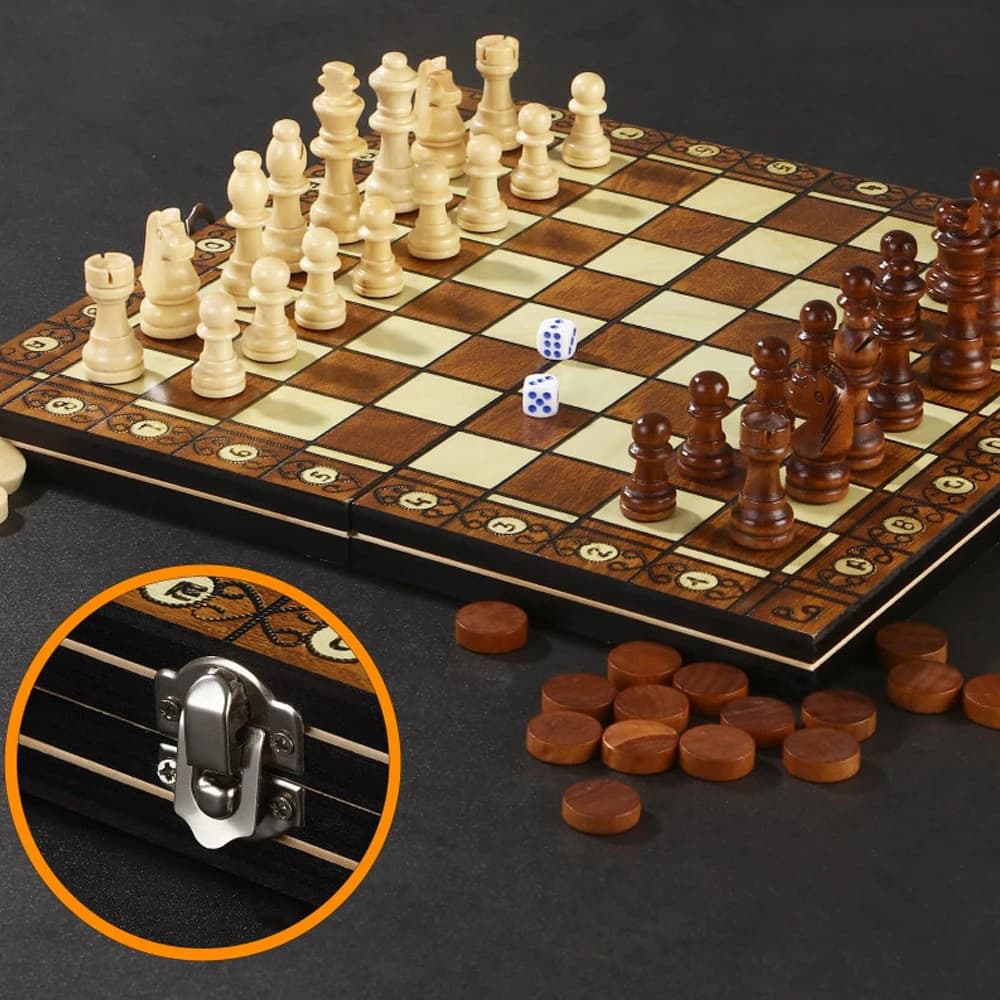 Juego de ajedrez, juego de ajedrez magnético 3 en 1, madera, 29 x 29 cm, juego de ajedrez magnético, juego de ajedrez magnético plegable, ajedrez