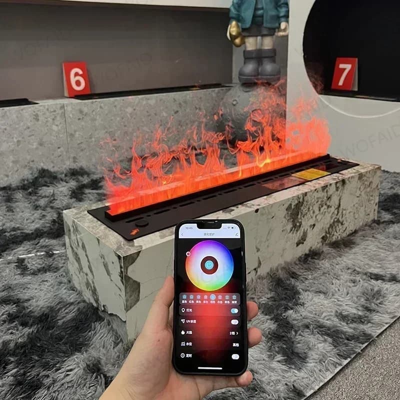 Chimenea 3D con atomizador para sala de estar, llama artificial multicolor, chimenea electrónica para el hogar, chimenea de vapor de agua con control
