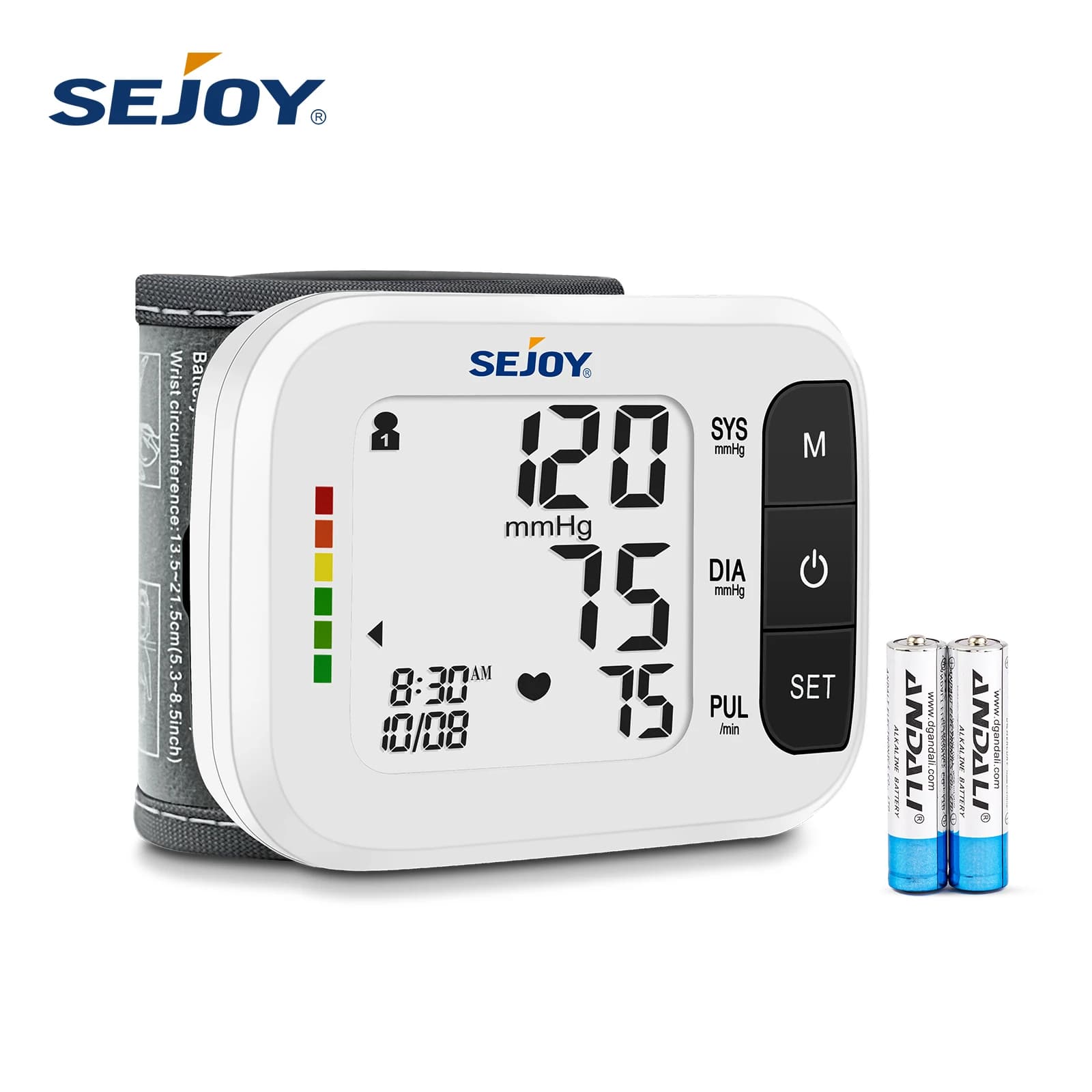 Monitor de Presión Arterial de Muñeca Sejoy, Recargable, con Voz en Inglés, Esfigmomanómetro, Tonómetro, Monitor de Presión Arterial