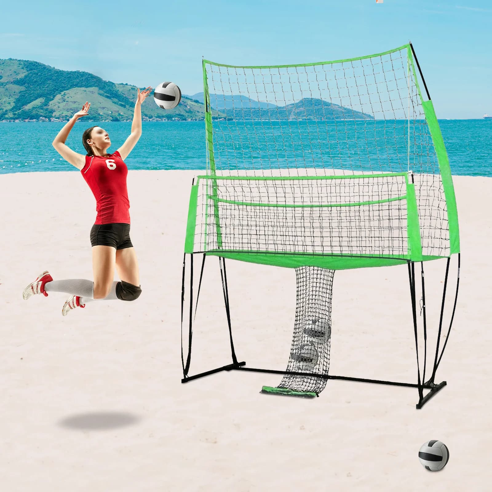 Sistema de Red de Voleibol 8x11 Pies, Altura Ajustable de 6.5-8 Pies, Portátil para Entrenamiento de Bádminton y Tenis, con Bolsa de Transporte para