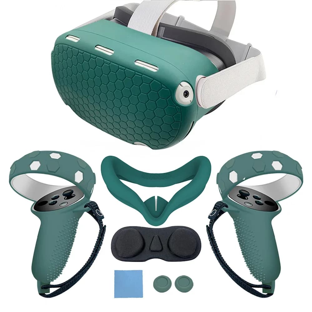 Funda protectora de silicona para Oculus Quest 2, auriculares Quest2 VR, cubierta para la cabeza y la cara, almohadilla para los ojos, mango,