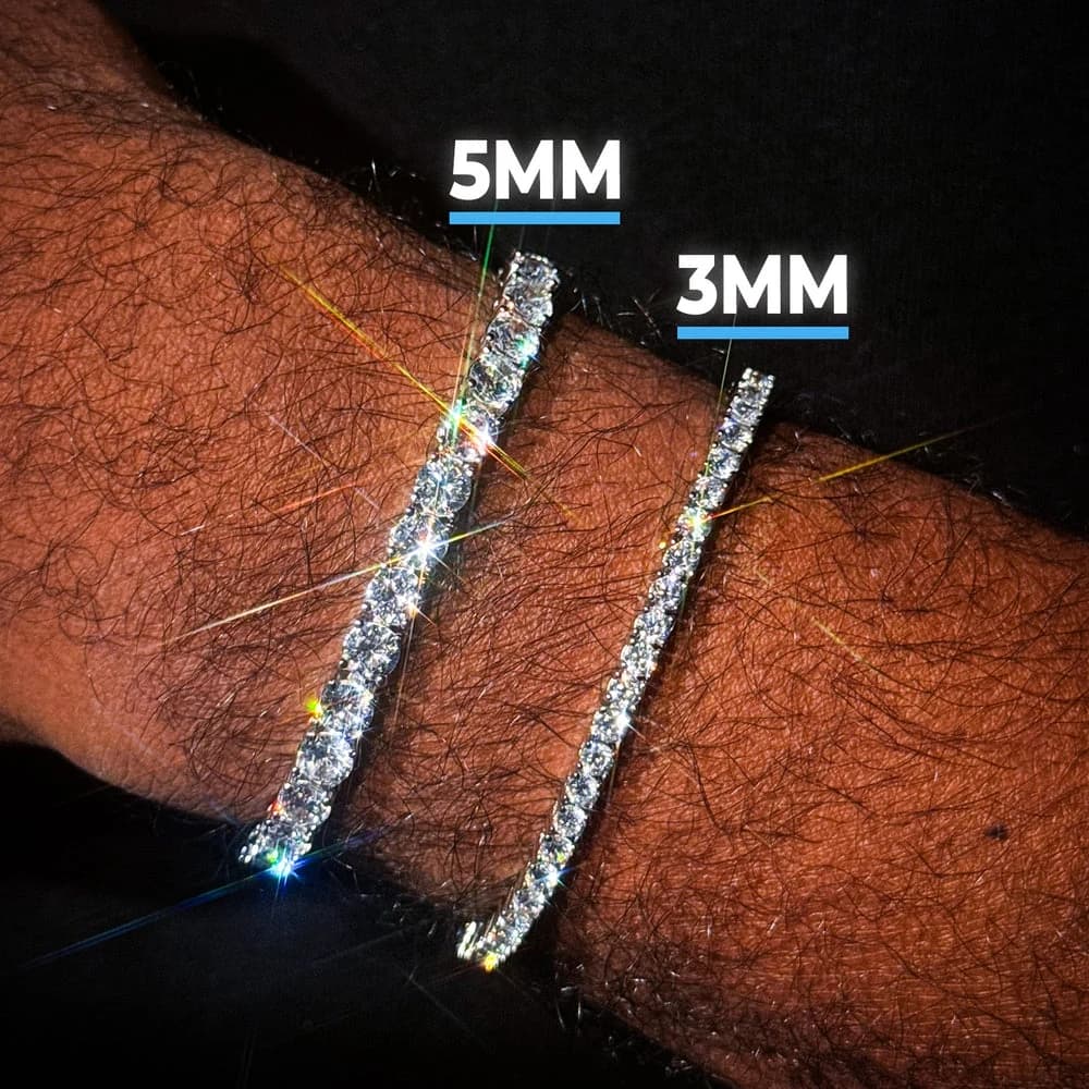 Pulsera de tenis de circonita cúbica CZ estilo Hip Hop Bling Iced Out para mujer, 3/4/5/6mm de ancho, pulsera de tenis de 1 fila para hombre, ideal