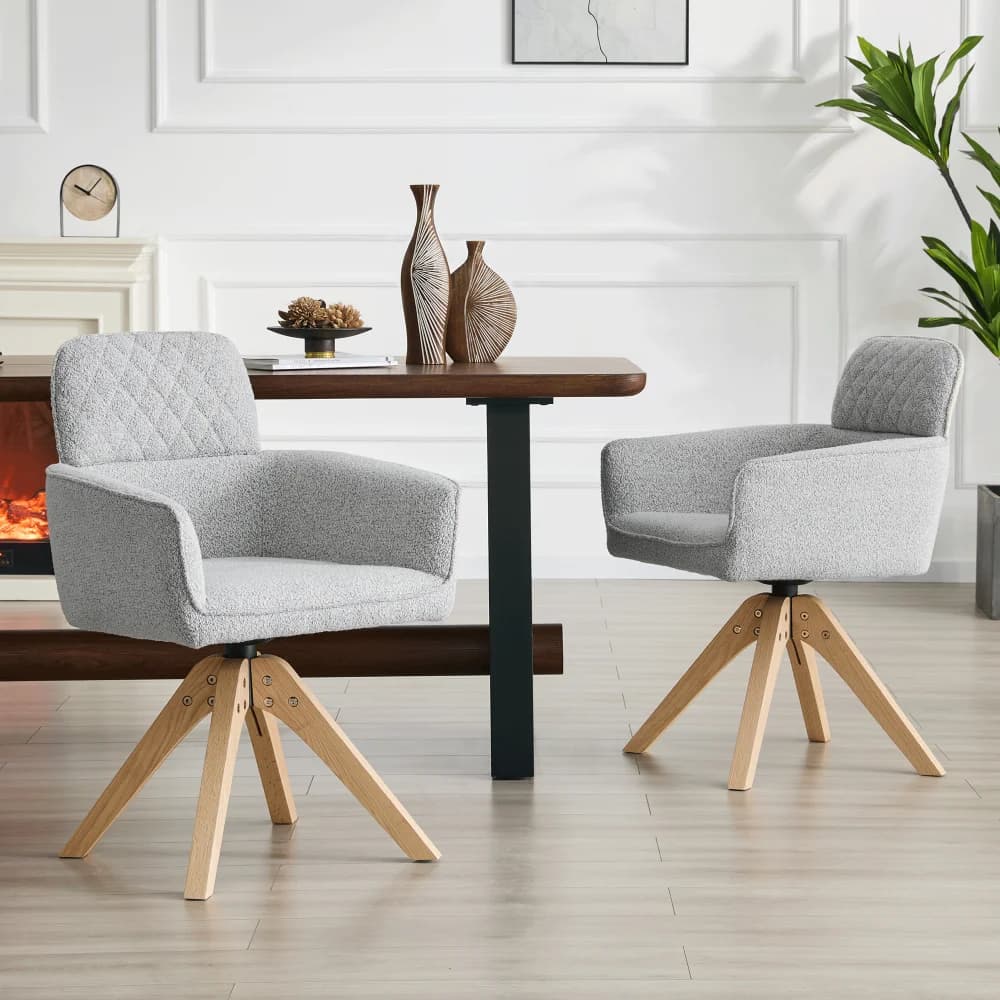 2 PCS 360 °   Sillas de Comedor Giratorias Estilo Wabi Sabi, Sillas de Diseño Nórdico Tapizadas en Tela, Asientos Cómodos para Cocina Abierta