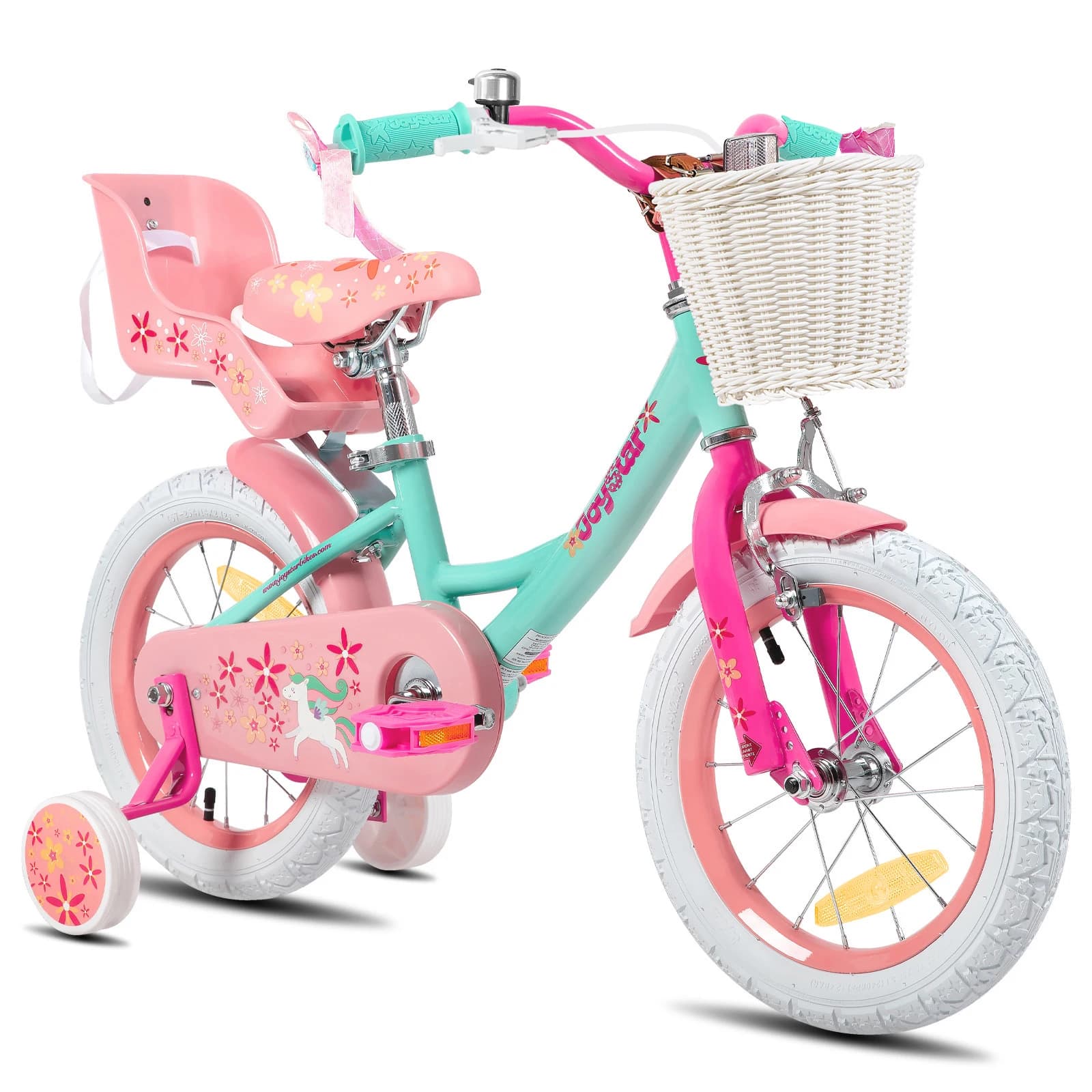 JOYSTAR-bicicleta para niñas de 2 a 9 años, bici para niños de 12, 14, 16 y 18 pulgadas con ruedas de entrenamiento, serpentinas, cesta y asiento