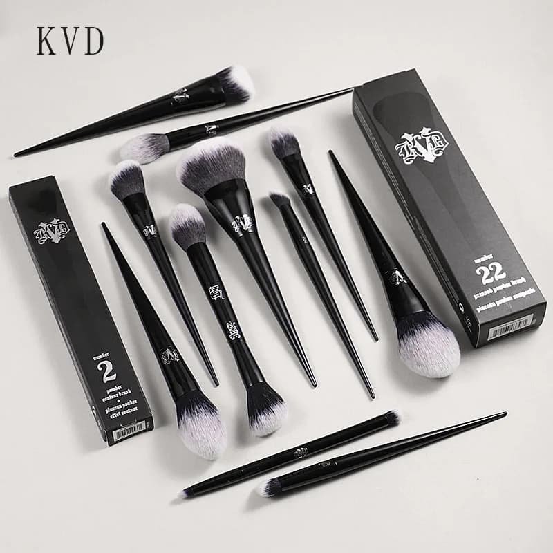 Juego y Kit de brochas de maquillaje Kat Von D, base, colorete, resaltador, corrector en polvo, brocha para esculpir sombra de ojos, brocha de