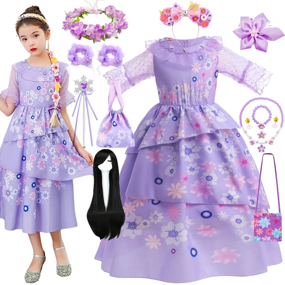 Encanto disfraces Cosplay vestido de princesa Isabella Charm para niñas carnaval Navidad fiesta de cumpleaños ropa Isabela 2-10T