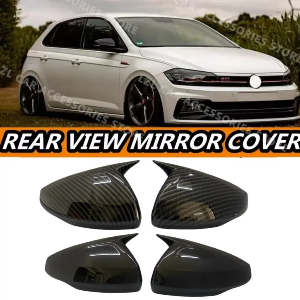 Cubierta de espejo retrovisor para Volkswagen, VW Polo Mk6 AW GTI 2018-2021, tapas de bocina de buey para coche, embellecedor de carcasa con
