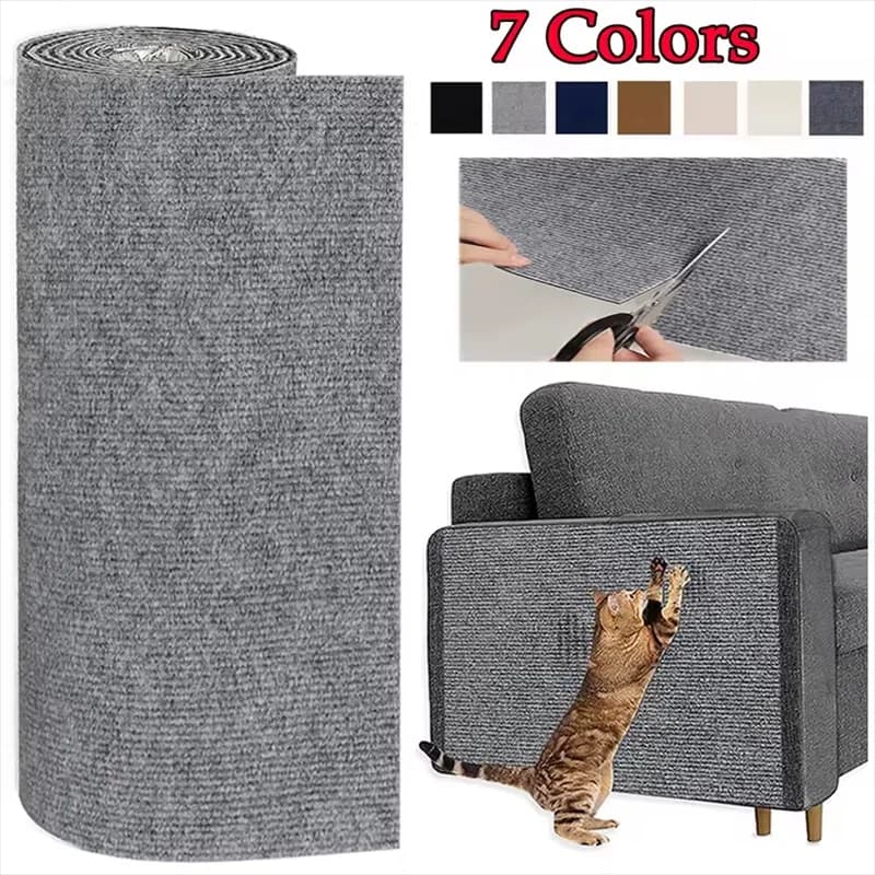 Protector de sofá rascador para gatos, 7 colores, almohadilla rascadora para gatos, protección de tablero, alfombra autoadhesiva recortable,
