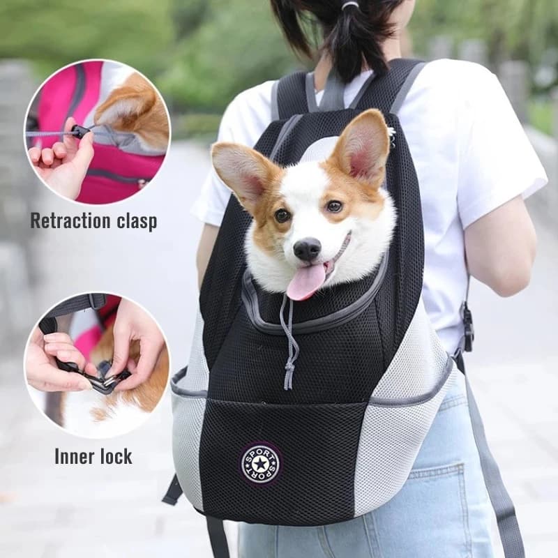 Bolsa transportadora para perros, mochila portátil para exteriores, mochila de viaje con doble hombro para perros, conjunto de viaje
